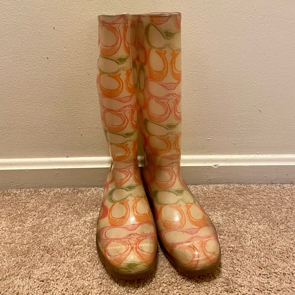 Coach Jelly multi color signature logo rain boots